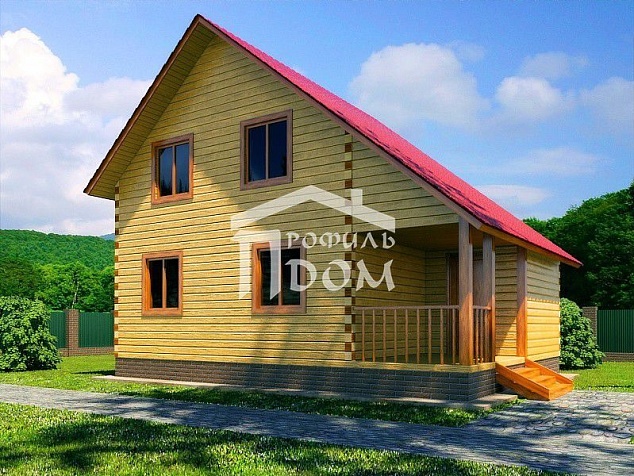 Брусовой дом 6х8 Коттедж