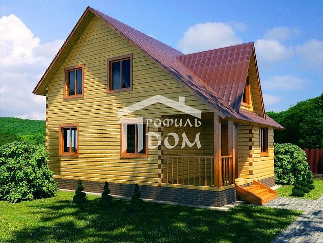 Дом из бруса 6х8 Лесстрой